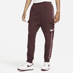 Nike Sportswear Repeat Tape Fleece Cargo Pants Maroon Men’s Small Pockets
